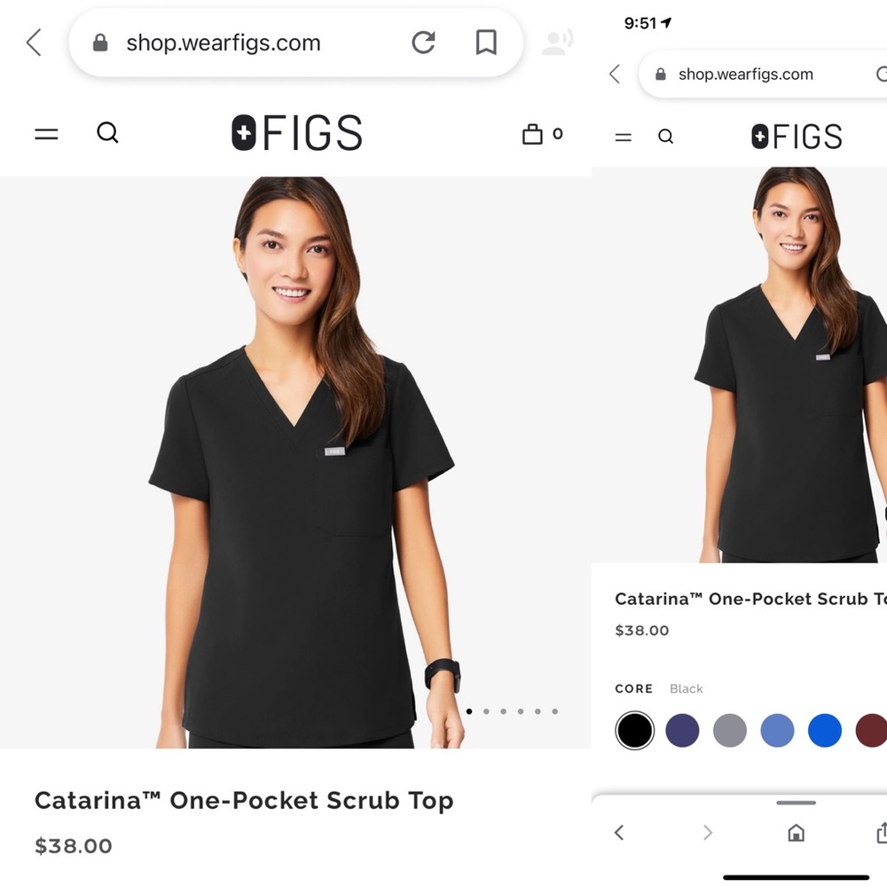 FIGS - Black XXS - Catarina One-Pocket Scrub Top
